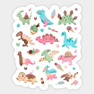 Pastel Sweet Ice Cream Dinosaurs Sticker